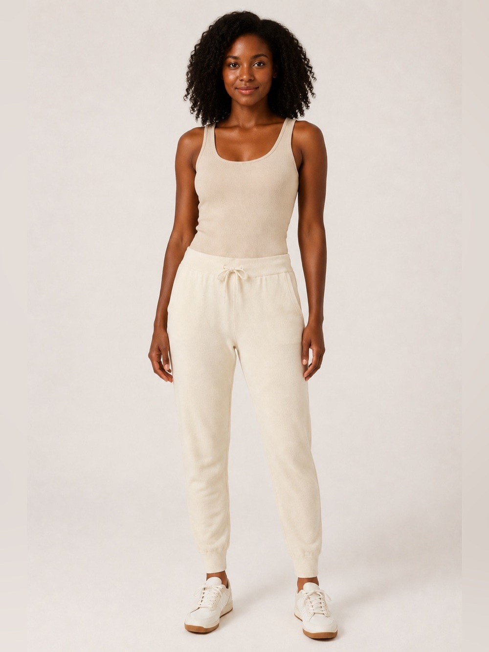 Barefoot Dreams Sunbleached Cotton Jogger Pants Chalk Size Small